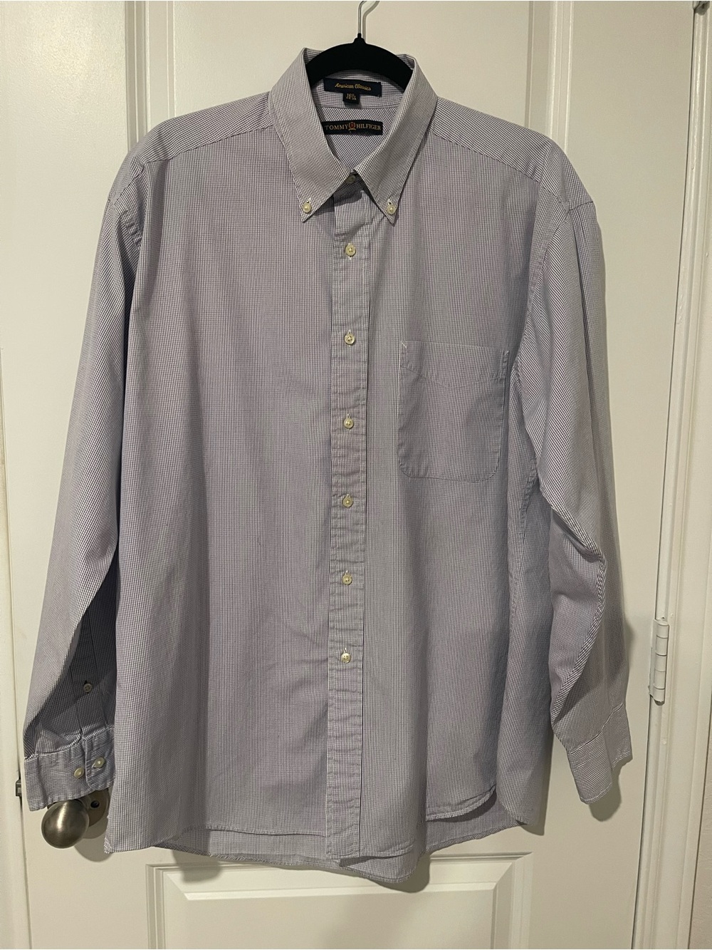Tommy Hilfiger Light Blue Pinstripe Button-Down Dress Shirt